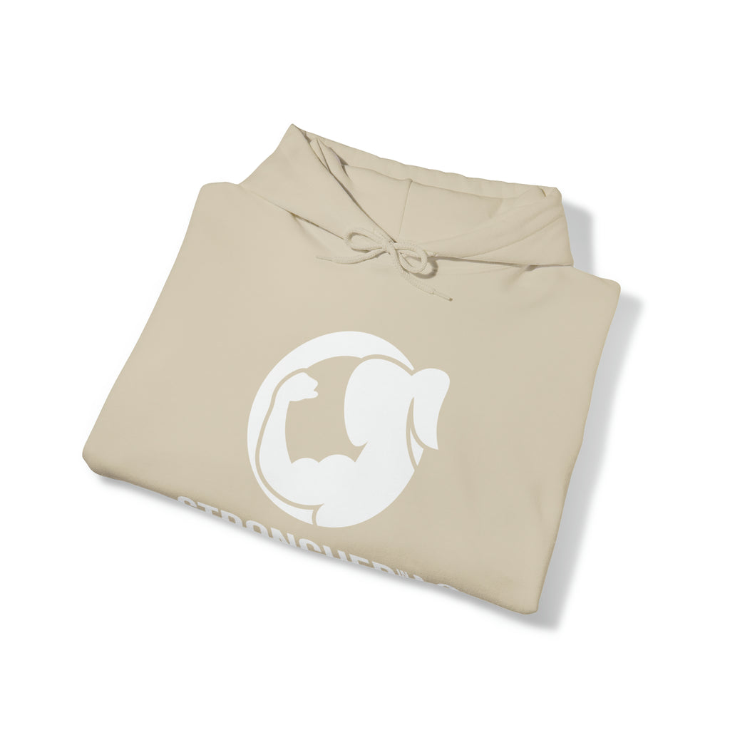 Strong Her in 42 - Classic Logo White - Unisex Heavy Blend Hooded Sweatshirt