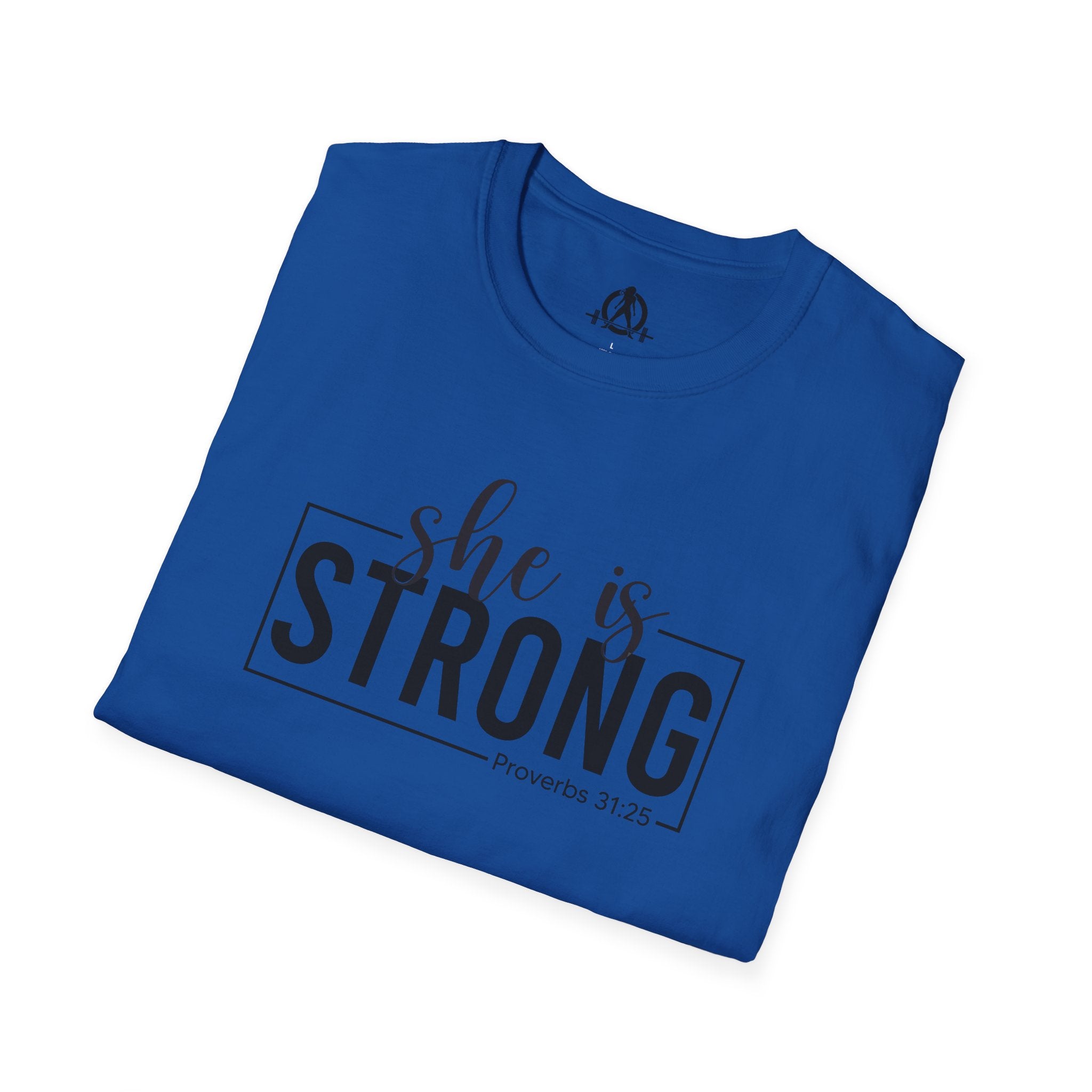 She Is STRONG - Unisex Softstyle T-Shirt - Front Black Print