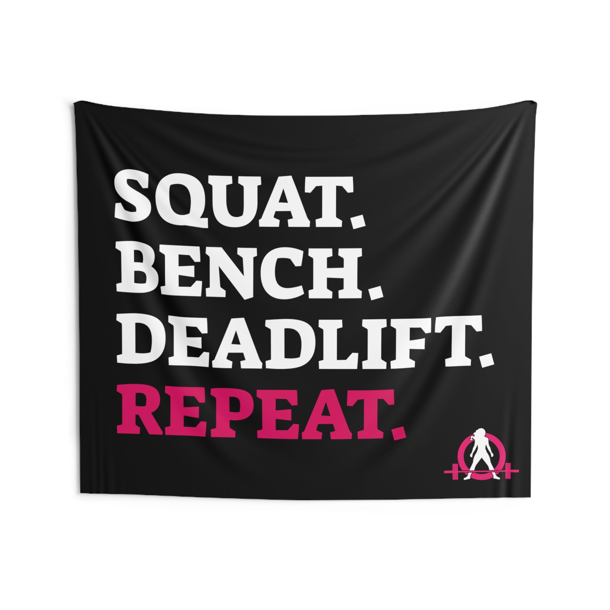 Squat Bench Deadlift Repeat - Indoor Wall Tapestries - Black