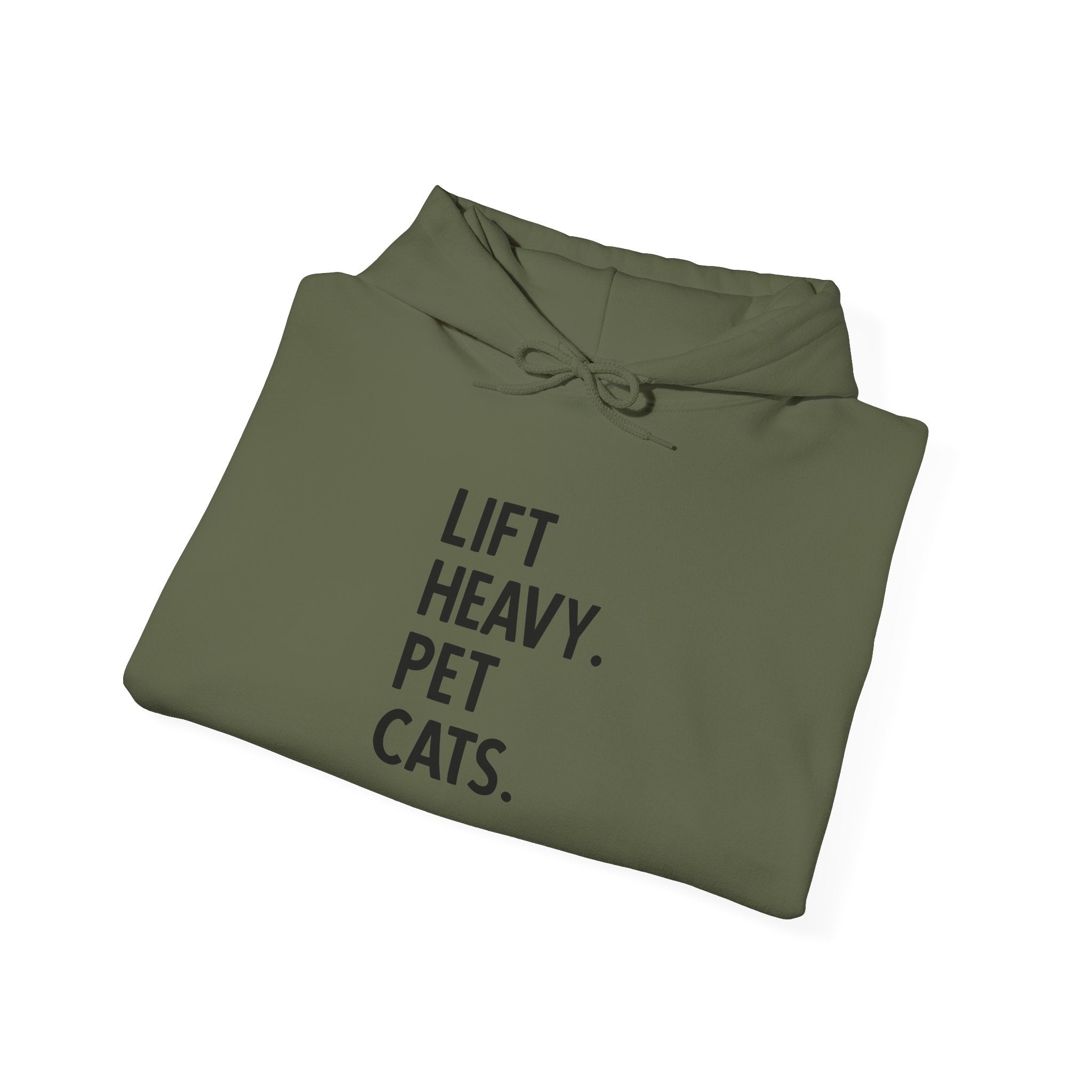 Lift Heavy Pet Cats – Unisex Heavy Blend™ Hooded Sweatshirt (Black Logo) 🏋️‍♂️🐱