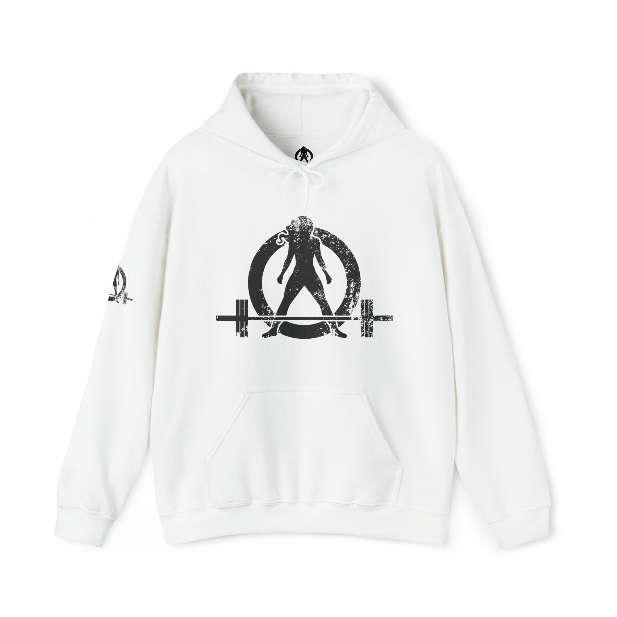 Squat Bench Deadlift Repeat - Unisex Heavy Blend Hooded Sweatshirt - Dark Black Logo - Pink - SBDR on BACK