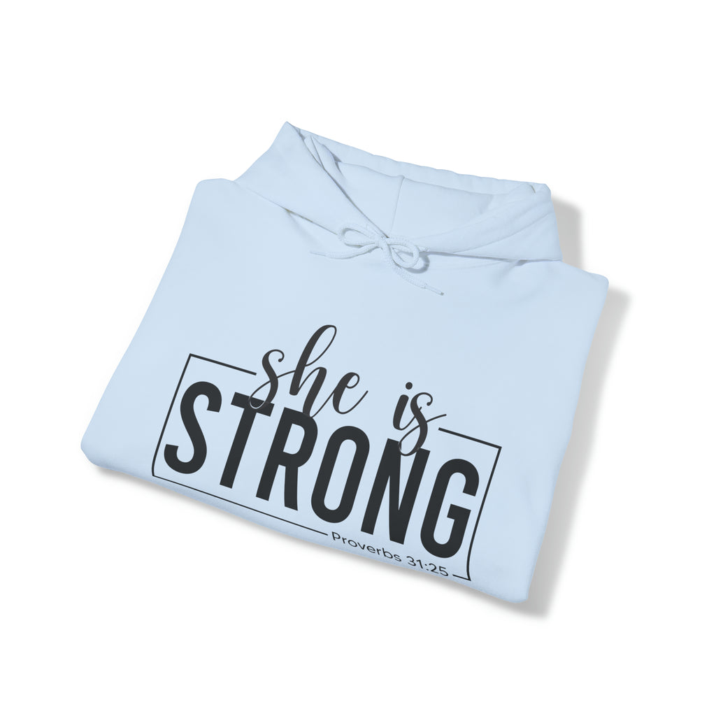 She is Strong - Unisex Heavy Blend Hooded Sweatshirt - Dark Logo - Plain Back