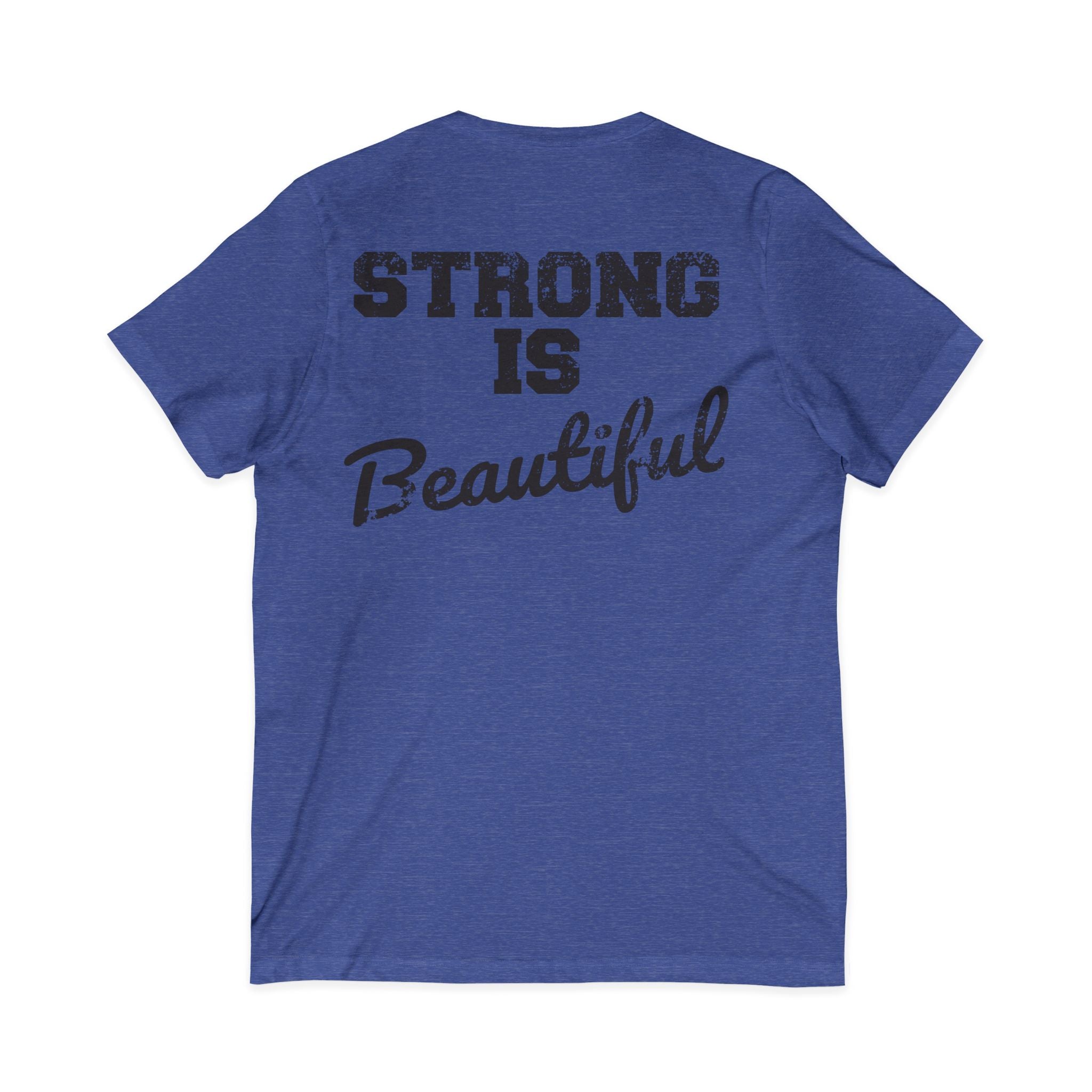 Strong Is Beautiful - Distressed Black Logo - Unisex Jersey Short Sleeve V-Neck Tee