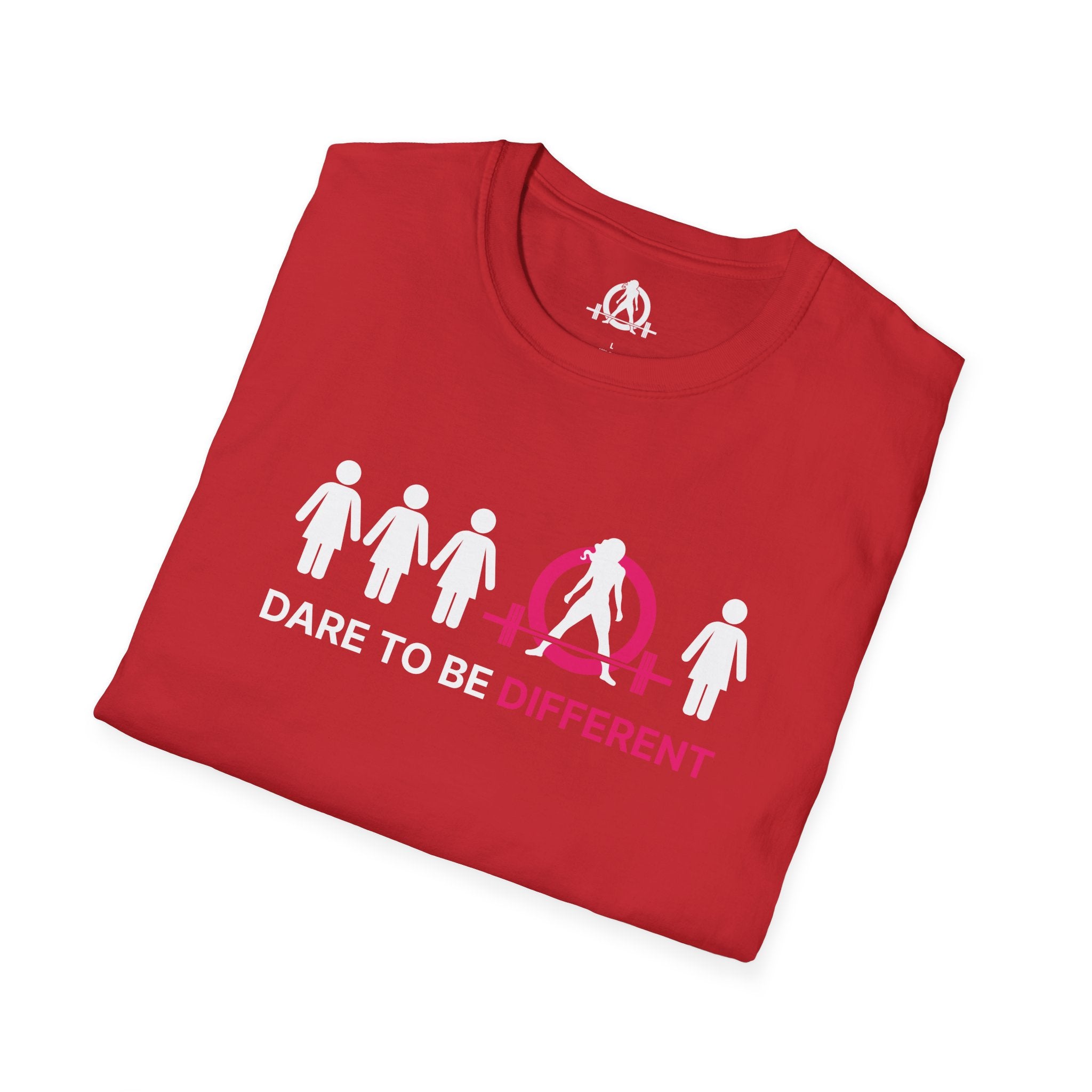 Dare To Be Different - Deadlift - Unisex Softstyle T-Shirt - White Logo Front