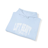 Lift Heavy Shit - Unisex Heavy Blend Hooded Sweatshirt - White Logo on Front & Right Sleeve
