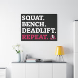 Squat. Bench. Deadlift. Repeat. - Fitness Motivational Canvas Art