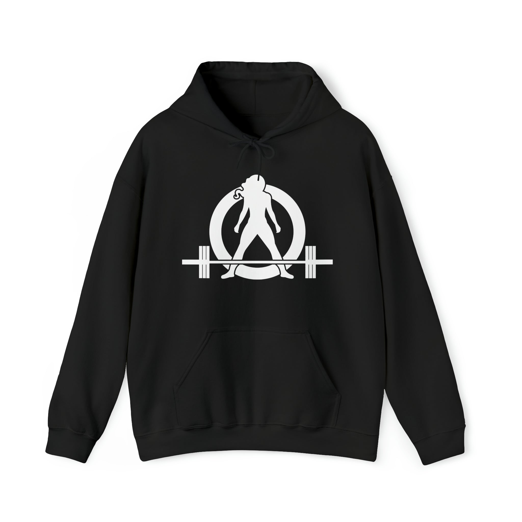 I Could Squat You - Classic Logo White - Unisex Heavy Blend Hooded Sweatshirt Print on Front & Back