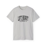 Lift Heavy Shit - Unisex Ultra Cotton Tee - Front Black Logo - Plain Back