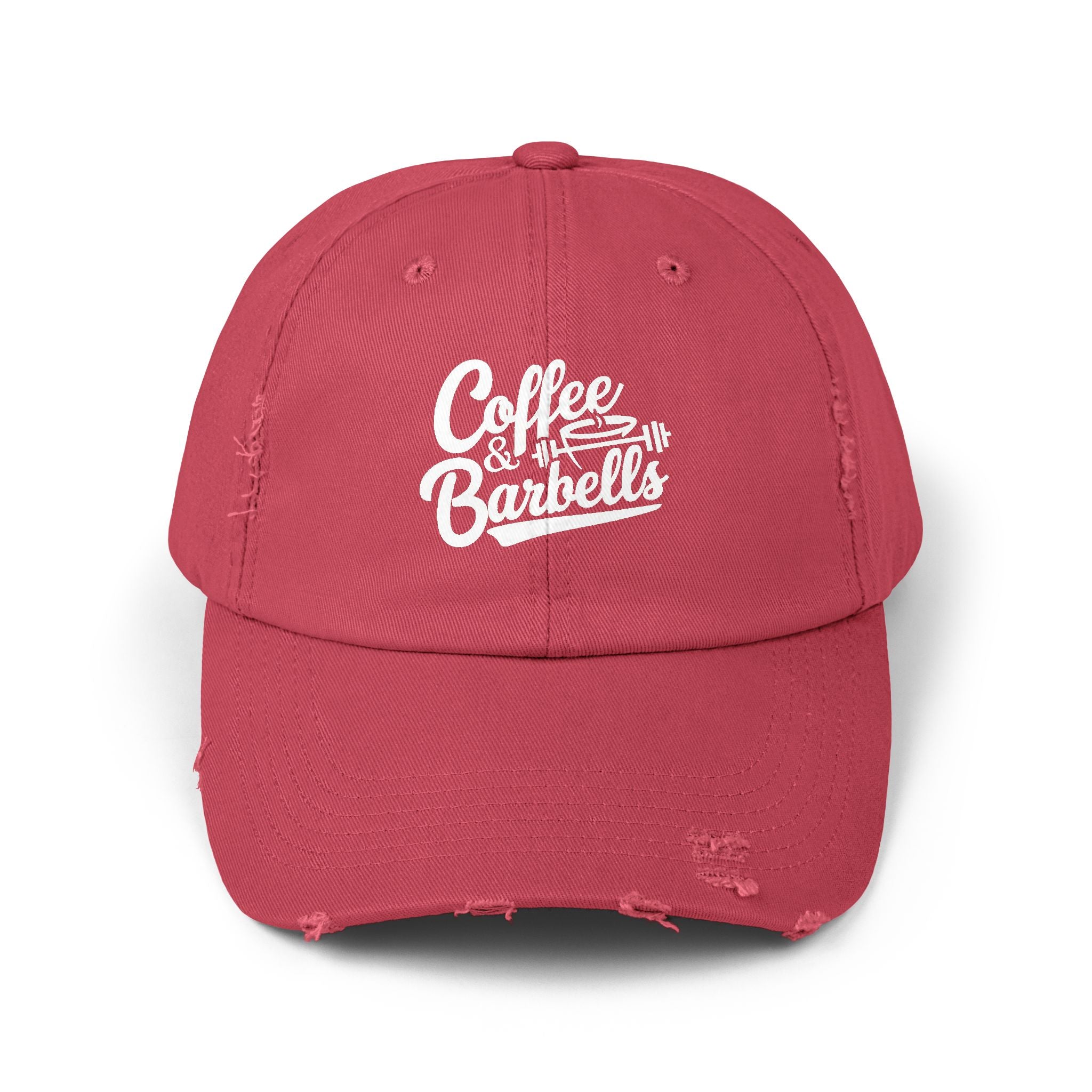 Coffee & Barbells - Unisex Distressed Cap - White Logo