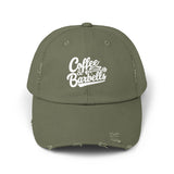 Coffee & Barbells - Unisex Distressed Cap - White Logo