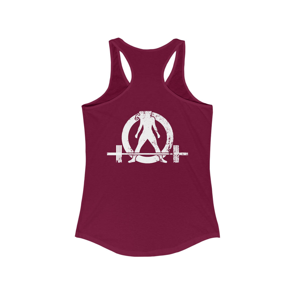 All I Need Is Coffee and a Barbell - Women's Ideal Racerback Tank - Dark Logo - Front & Back