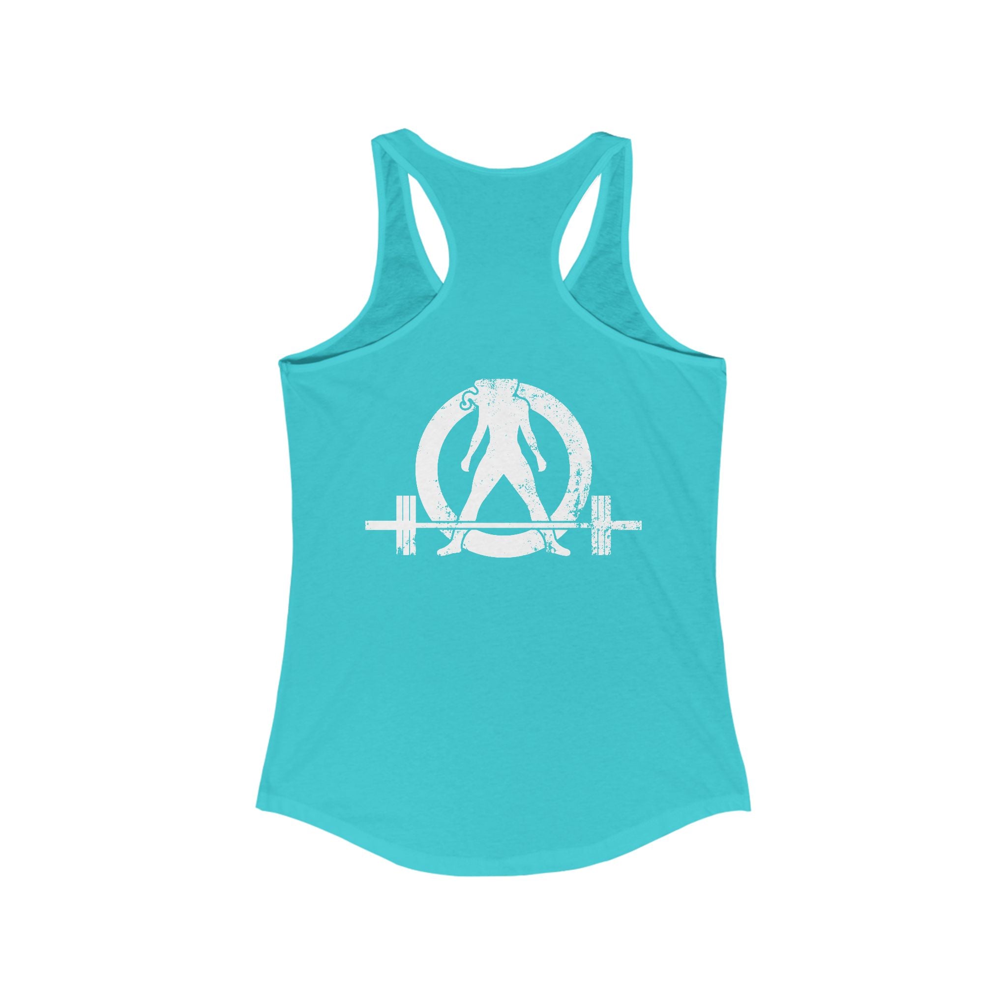 All I Need Is Coffee and a Barbell - Women's Ideal Racerback Tank - Dark Logo - Front & Back