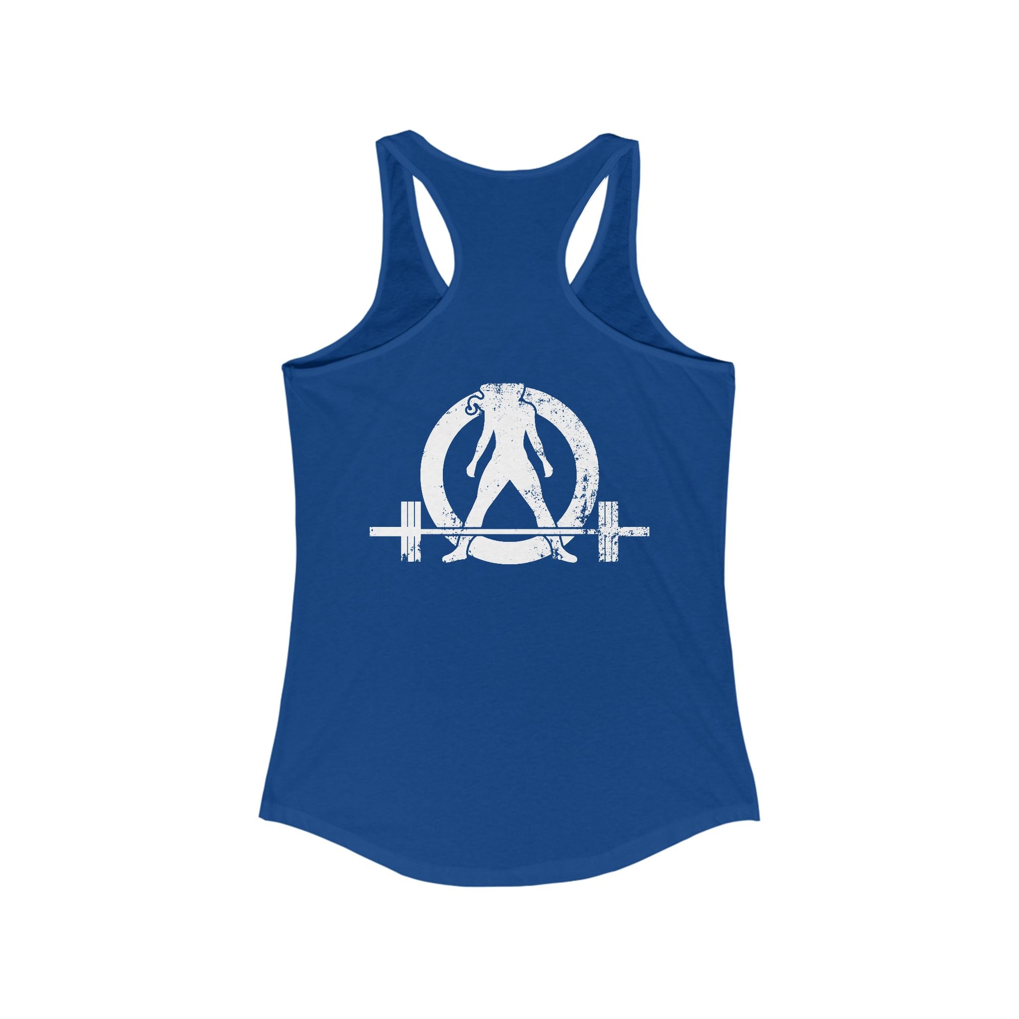 All I Need Is Coffee and a Barbell - Women's Ideal Racerback Tank - Dark Logo - Front & Back