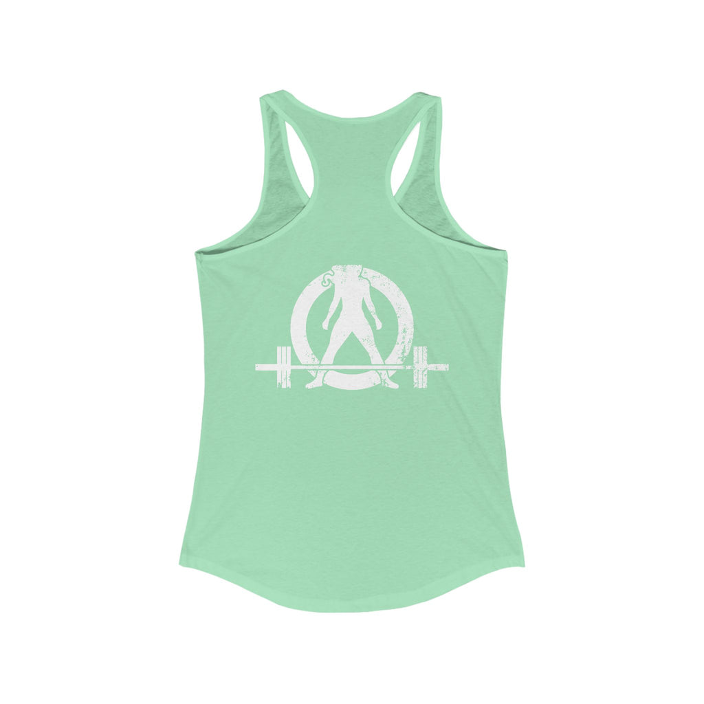 All I Need Is Coffee and a Barbell - Women's Ideal Racerback Tank - Dark Logo - Front & Back