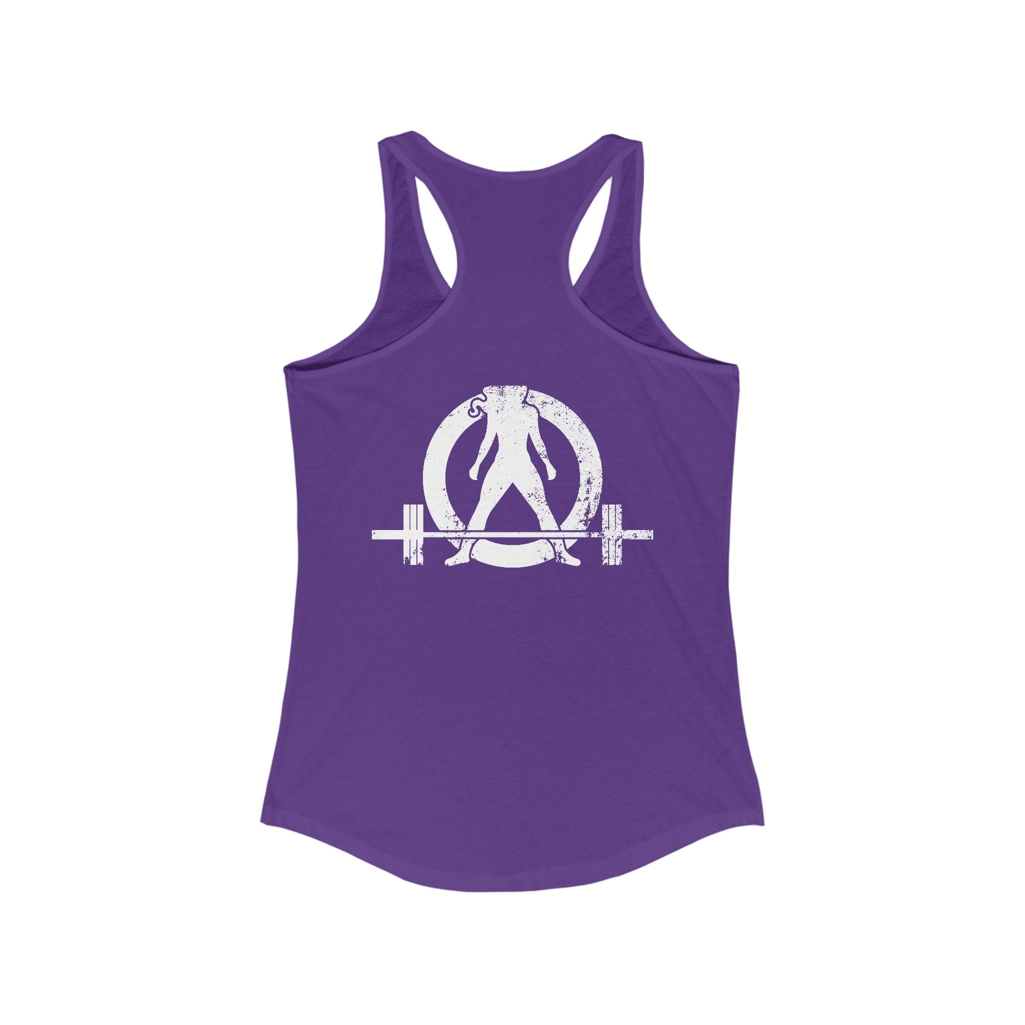 All I Need Is Coffee and a Barbell - Women's Ideal Racerback Tank - Dark Logo - Front & Back