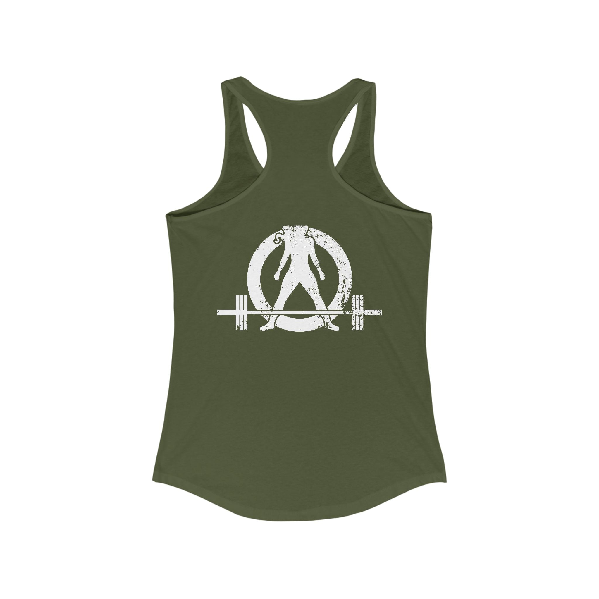 All I Need Is Coffee and a Barbell - Women's Ideal Racerback Tank - Dark Logo - Front & Back