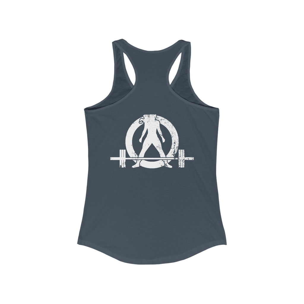 All I Need Is Coffee and a Barbell - Women's Ideal Racerback Tank - Dark Logo - Front & Back