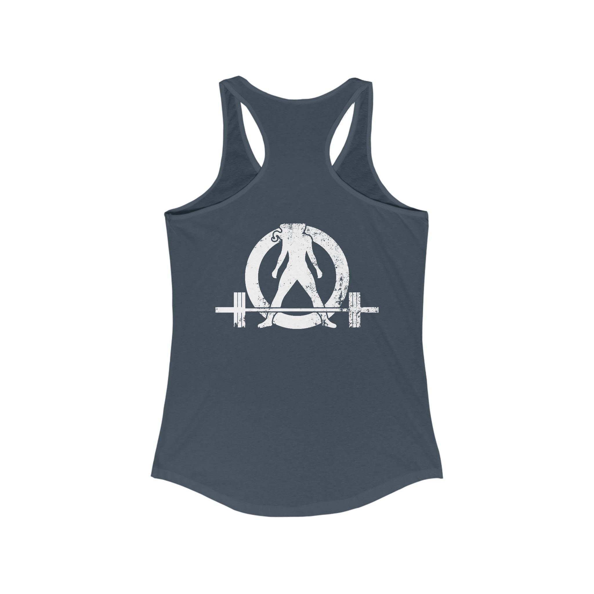 All I Need Is Coffee and a Barbell - Women's Ideal Racerback Tank - Dark Logo - Front & Back