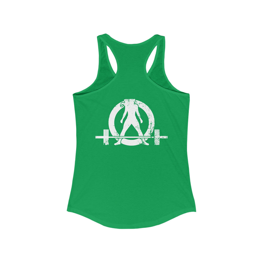 All I Need Is Coffee and a Barbell - Women's Ideal Racerback Tank - Dark Logo - Front & Back