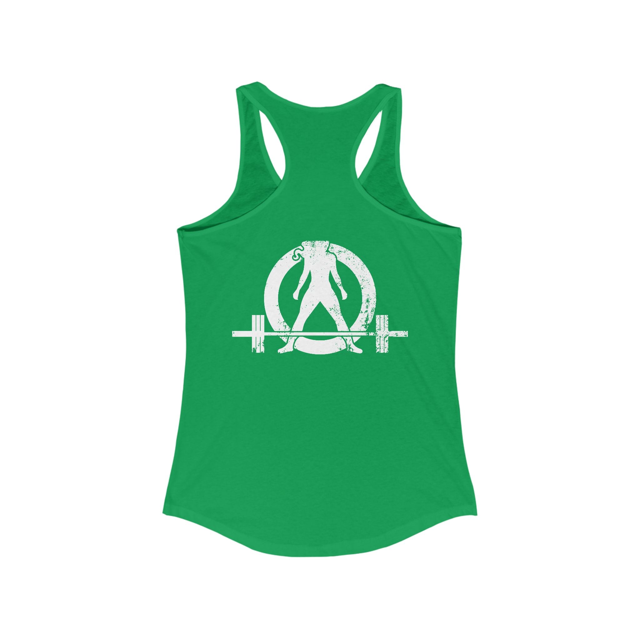 All I Need Is Coffee and a Barbell - Women's Ideal Racerback Tank - Dark Logo - Front & Back
