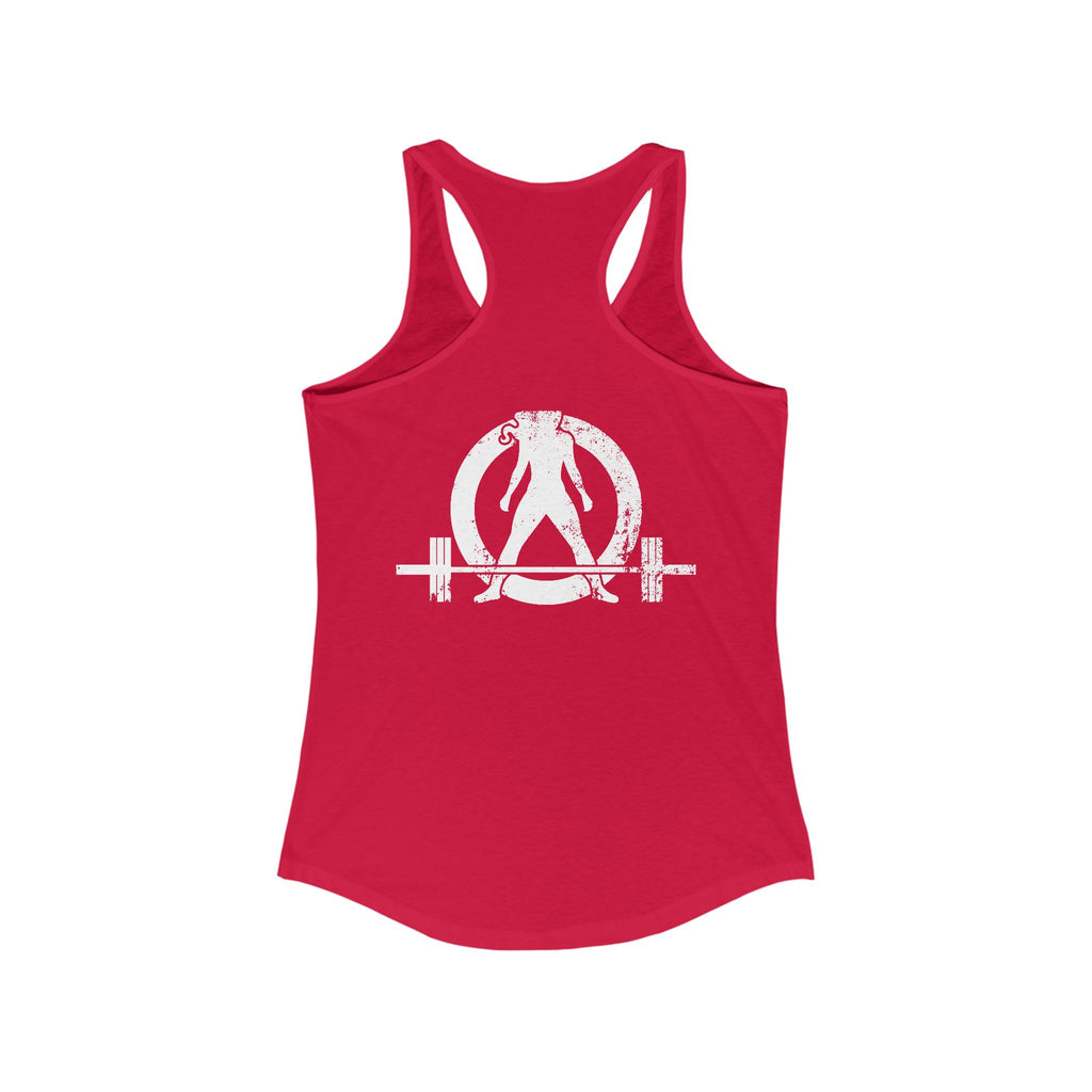 All I Need Is Coffee and a Barbell - Women's Ideal Racerback Tank - Dark Logo - Front & Back