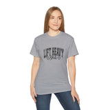 Lift Heavy Shit - Unisex Ultra Cotton Tee - Front Black Logo - Plain Back