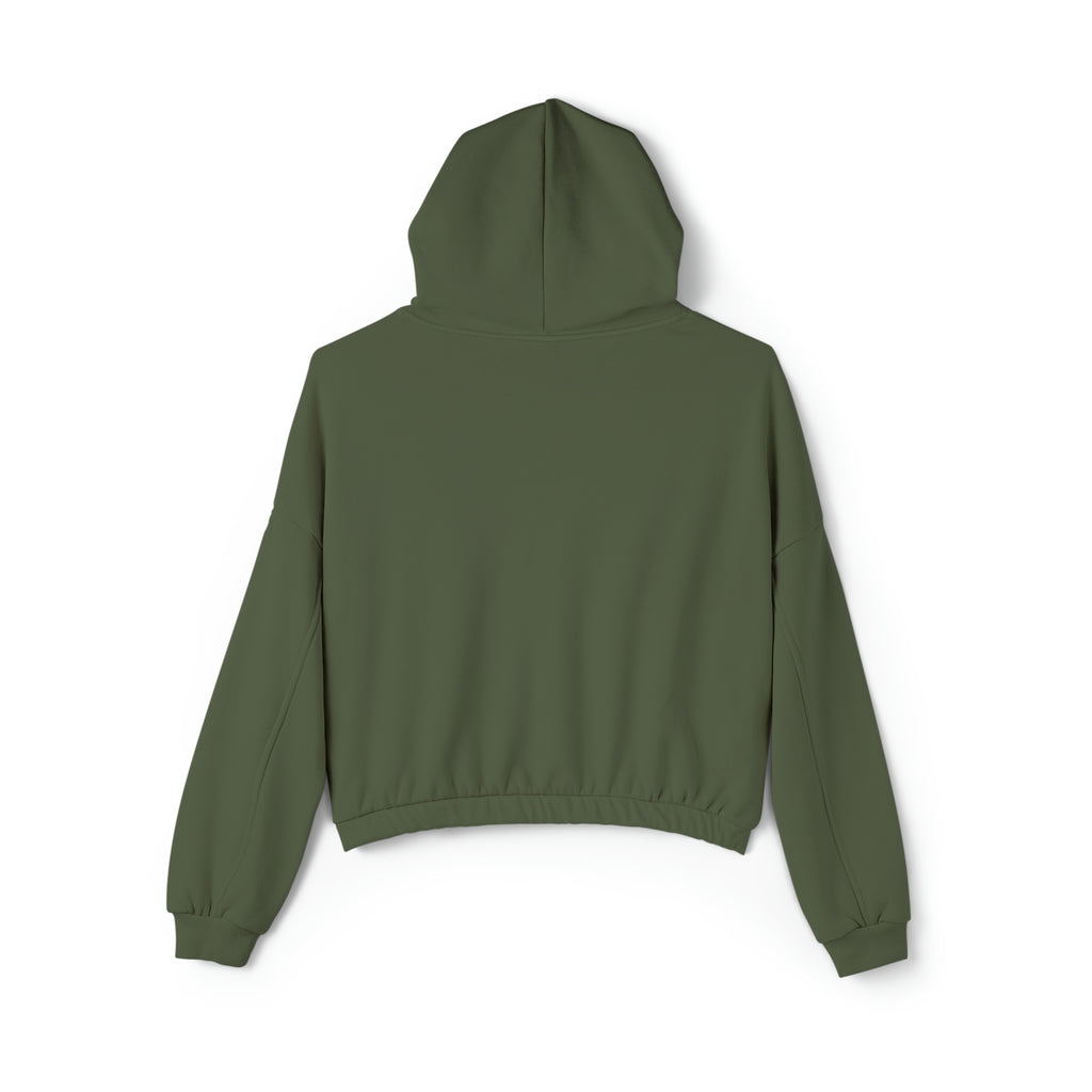 Women's Cinched Bottom Hoodie - Black Distressed Logo