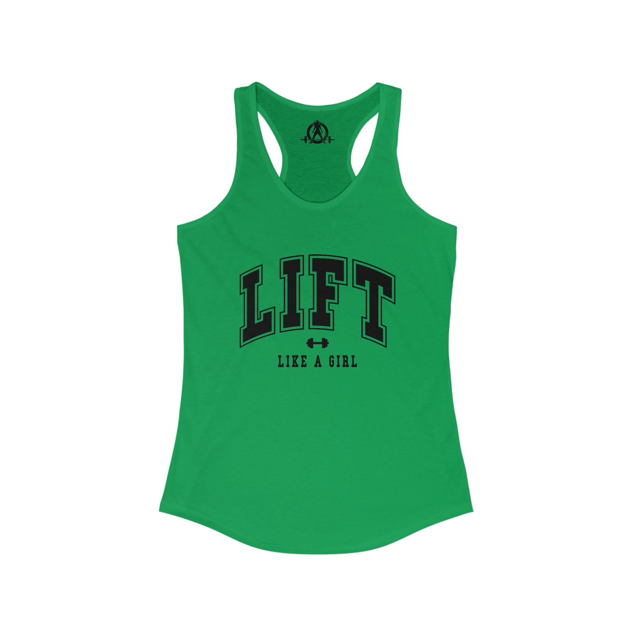 Lift Like A Girl - Women's Ideal Racerback Tank - Black Logo - Plain Back