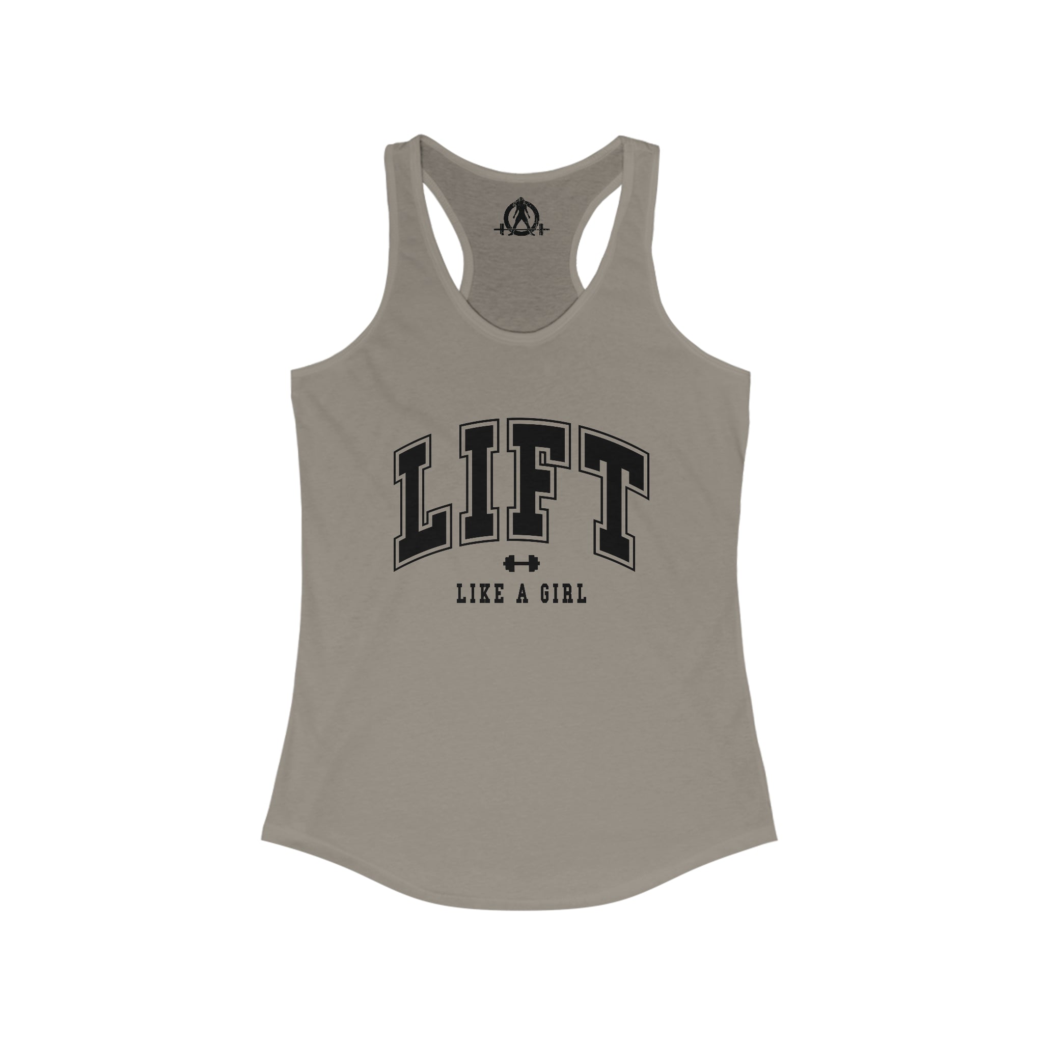 Lift Like A Girl - Women's Ideal Racerback Tank - Black Logo - Plain Back