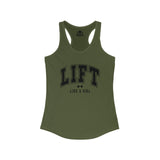 Lift Like A Girl - Women's Ideal Racerback Tank - Black Logo - Plain Back