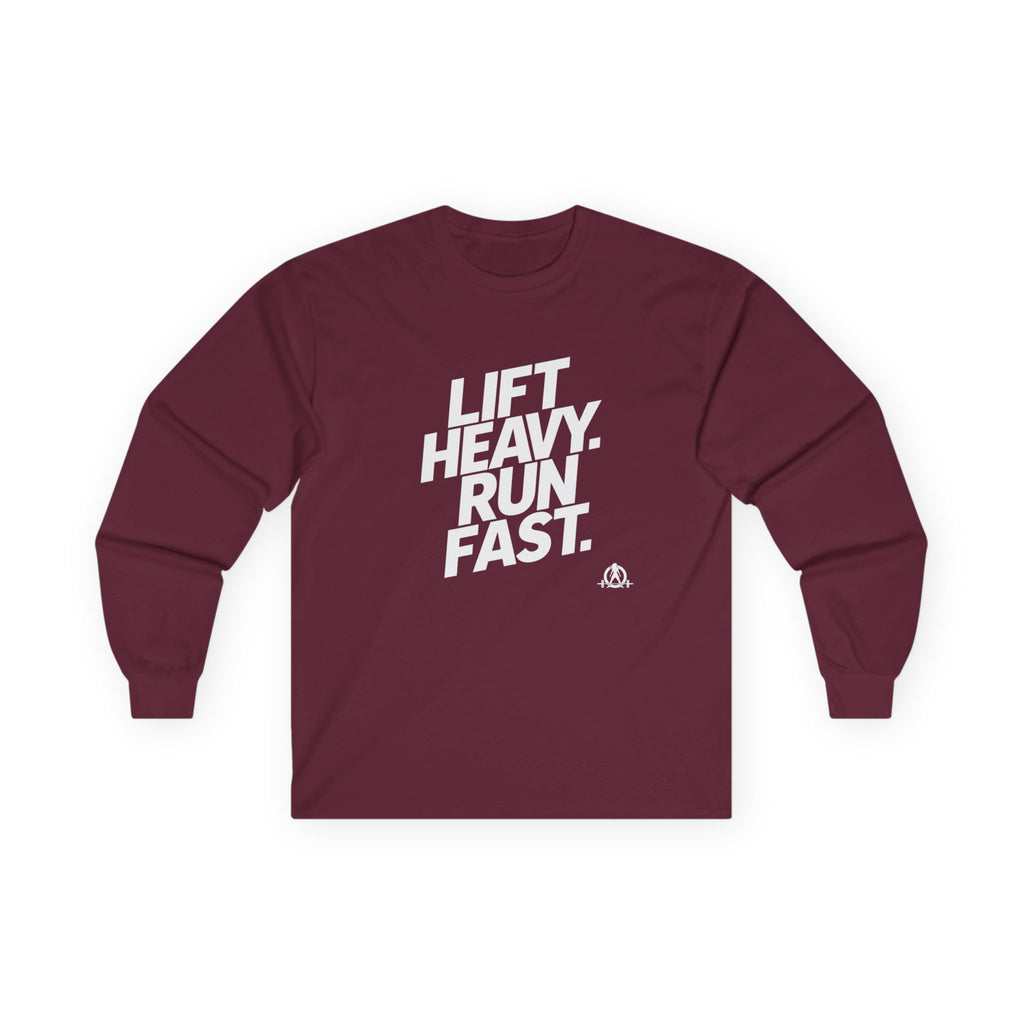 Lift Heavy Run Fast - Ultra Cotton Long Sleeve Tee - White Logo Front