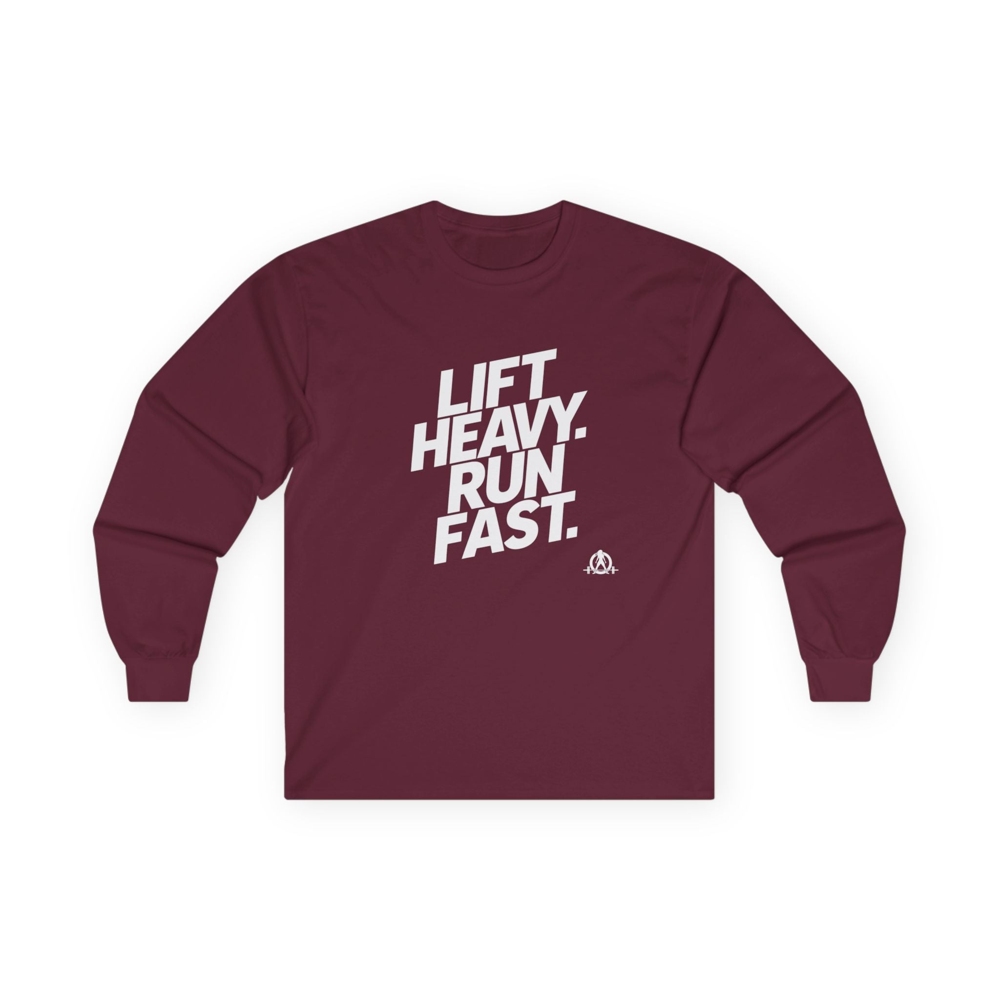 Lift Heavy Run Fast - Ultra Cotton Long Sleeve Tee - White Logo Front