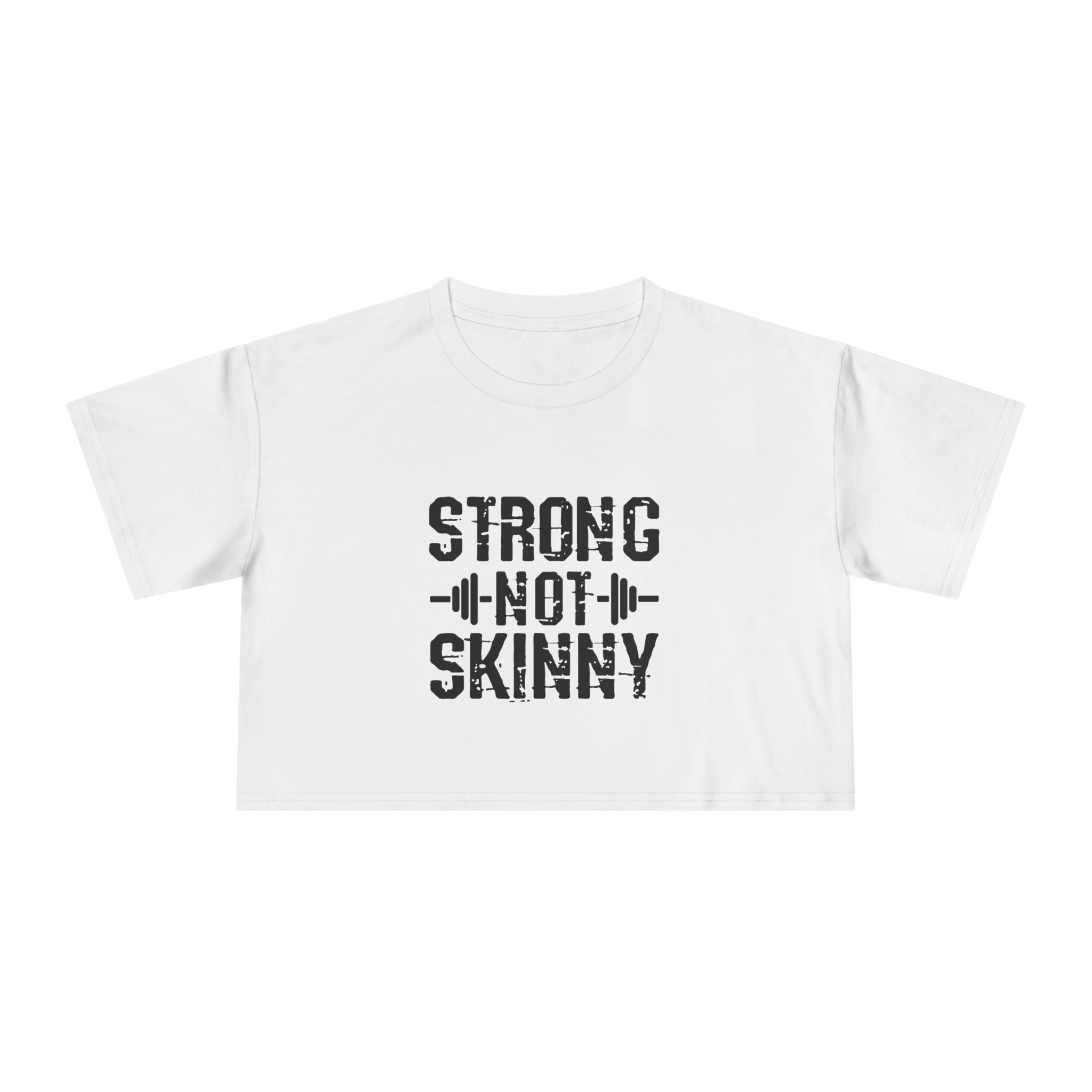Strong Not Skinny - Women's Crop Tee - Black Logo