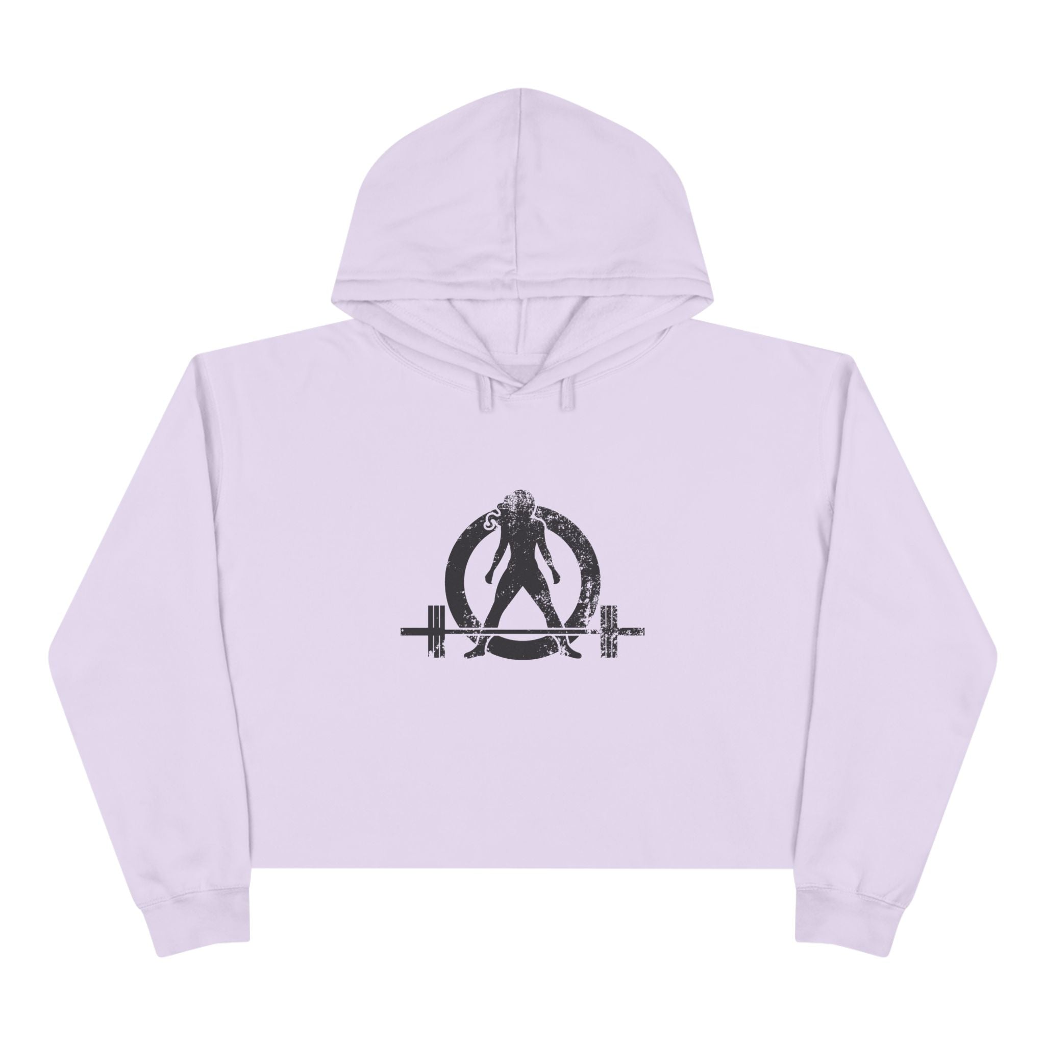 Empowered Crop Hoodie – For Strong Women Who Lift - Black Distressed Logo