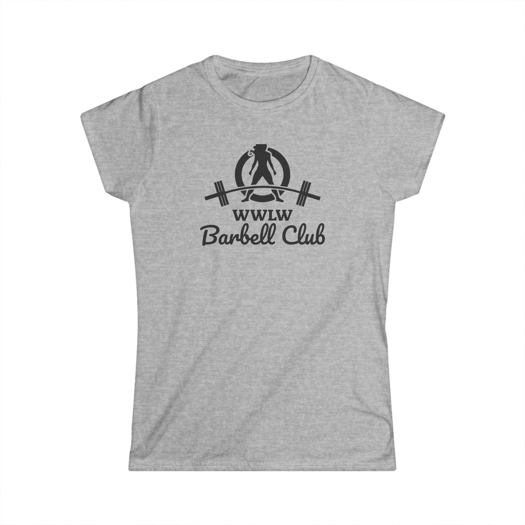 WWLW Barbell Club - Women's Softstyle Tee - Black Logo - Plain Back