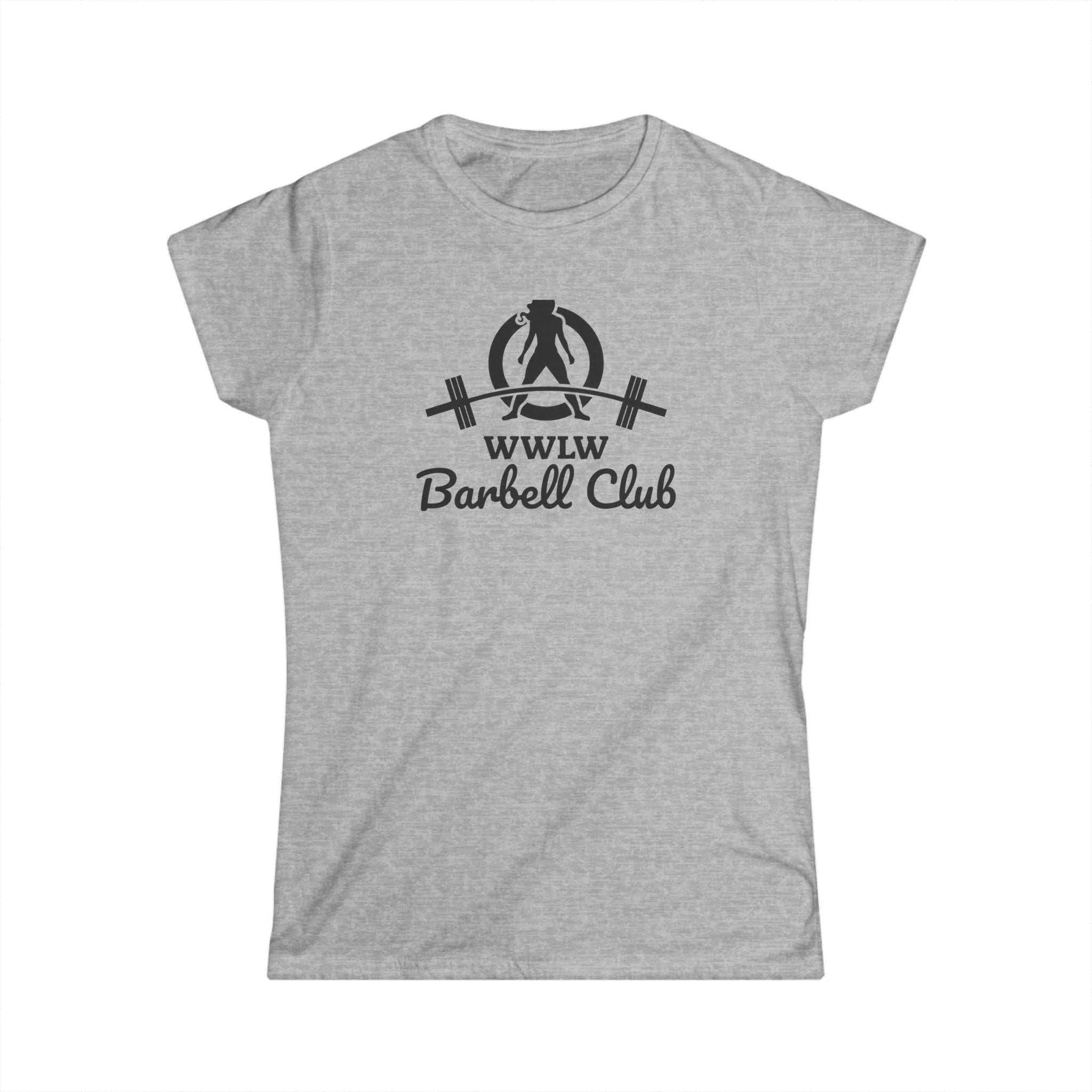 WWLW Barbell Club - Women's Softstyle Tee - Black Logo - Plain Back
