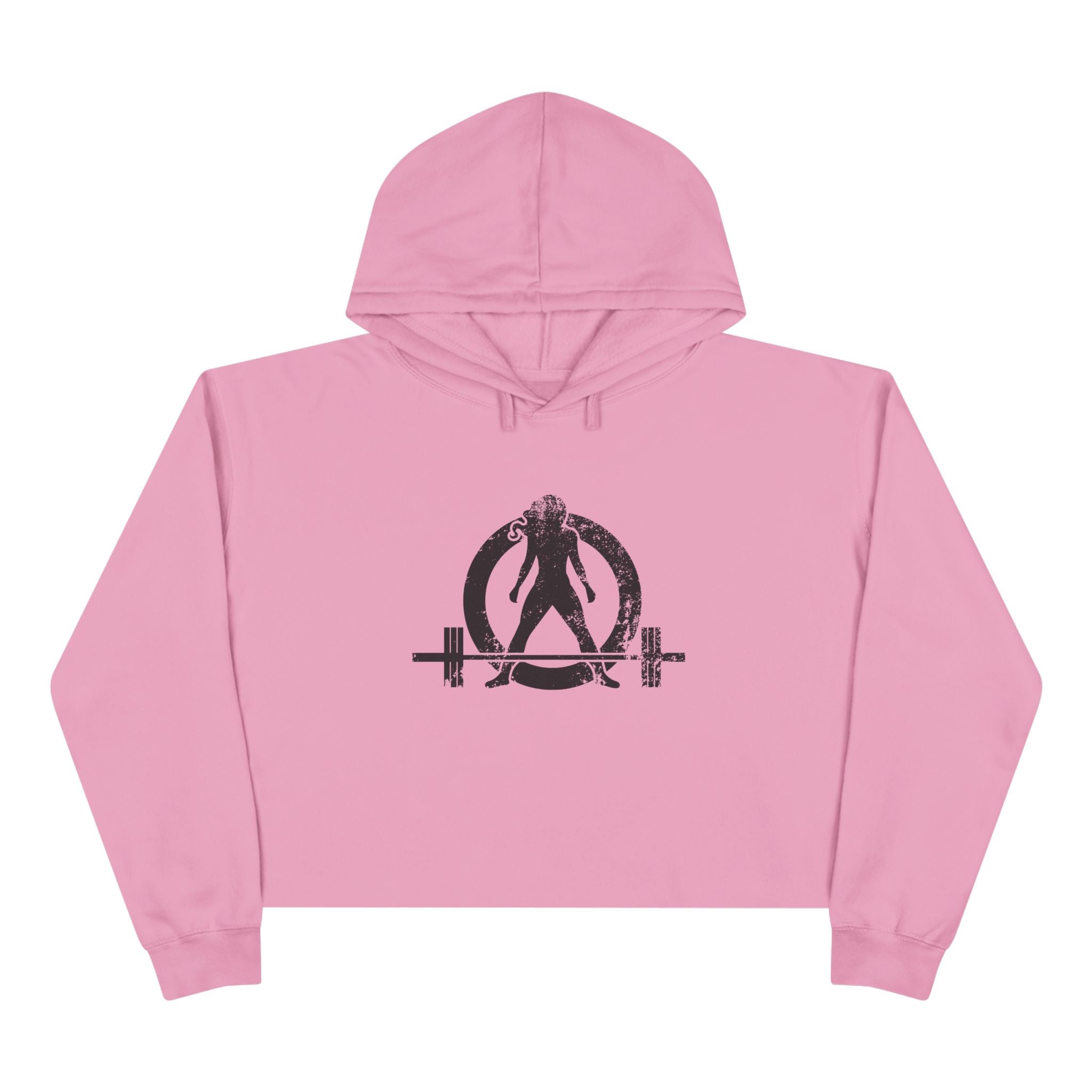 Empowered Crop Hoodie – For Strong Women Who Lift - Black Distressed Logo