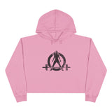 Empowered Crop Hoodie – For Strong Women Who Lift - Black Distressed Logo