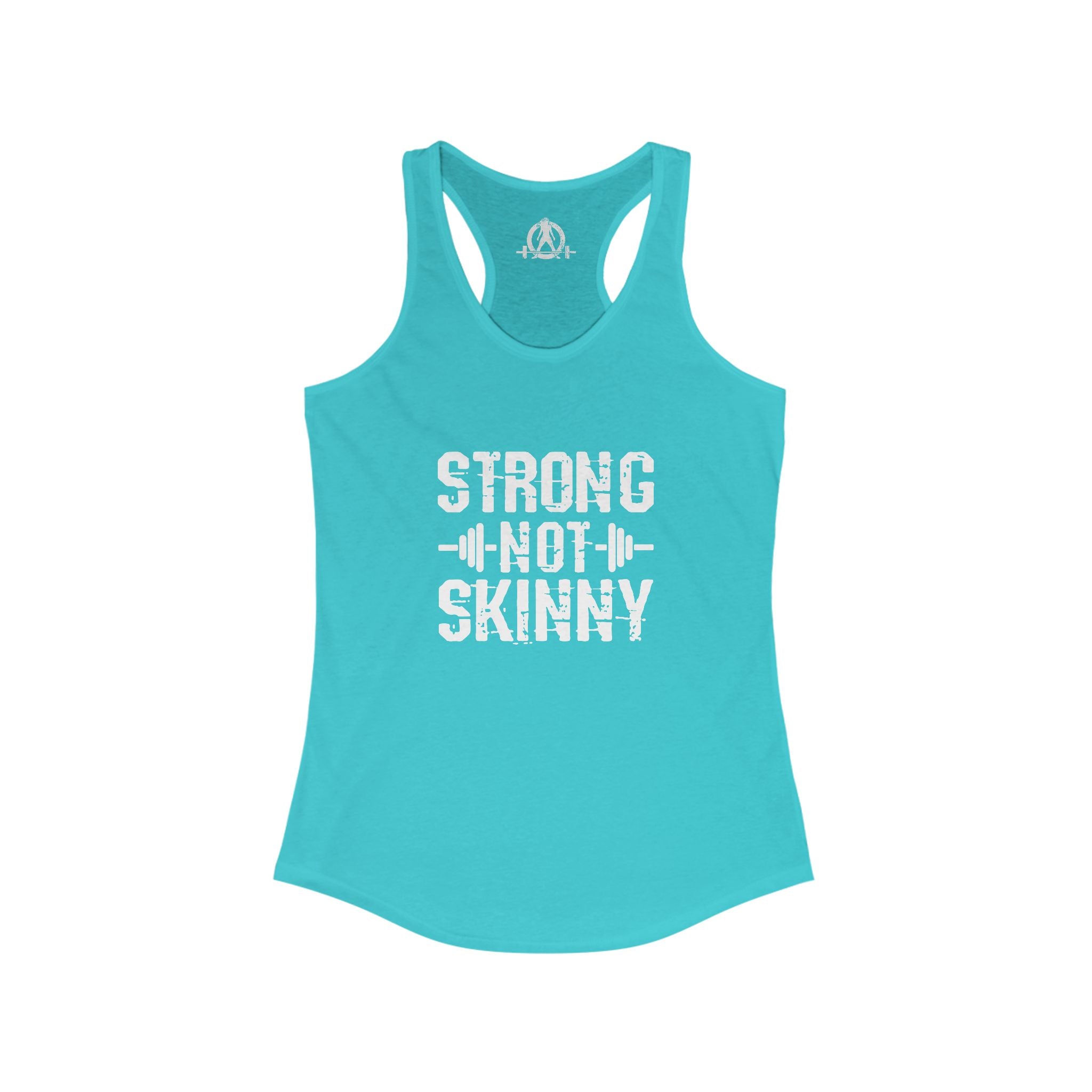 Strong Not Skinny - White Distressed Logo - Women's Ideal Racerback Tank