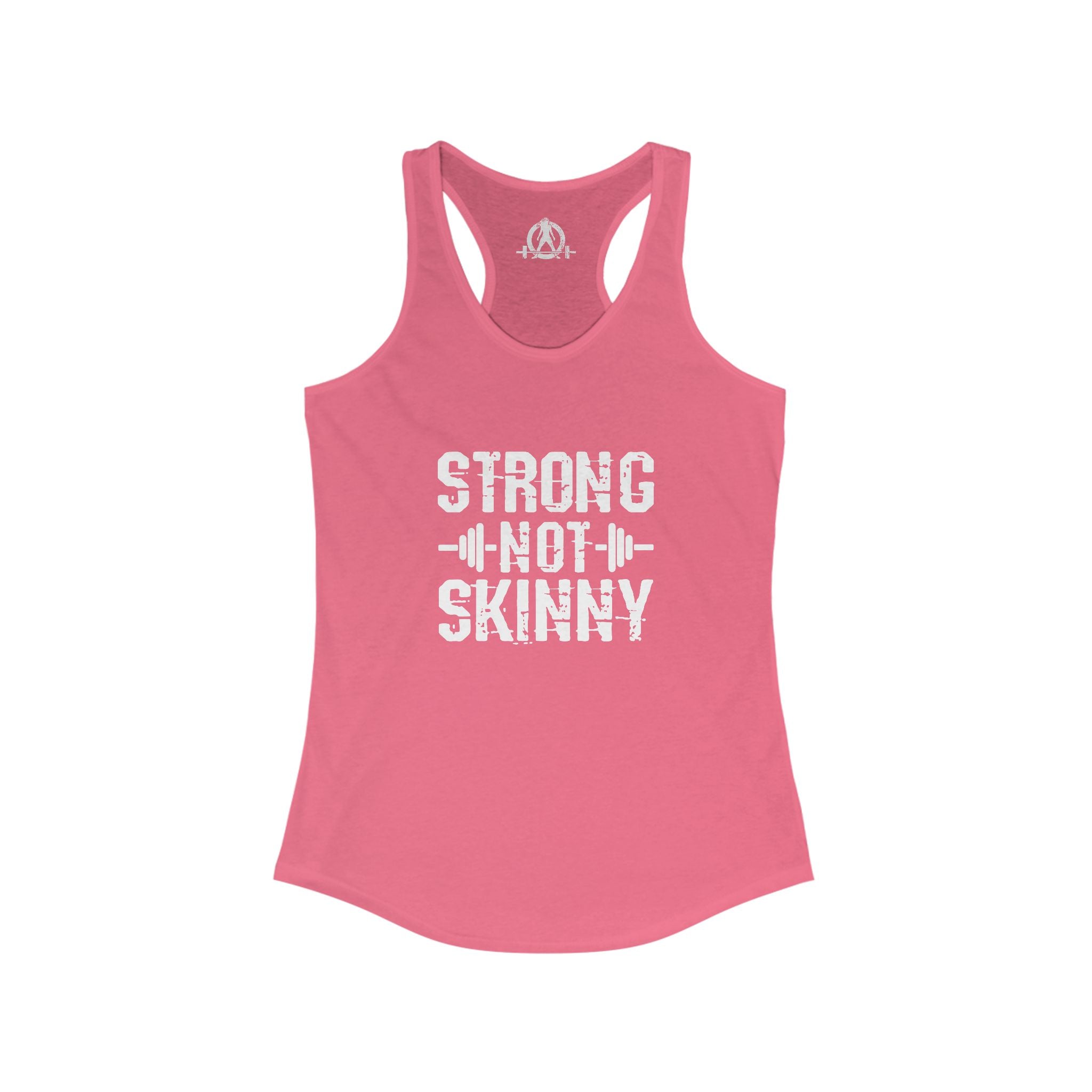 Strong Not Skinny - White Distressed Logo - Women's Ideal Racerback Tank