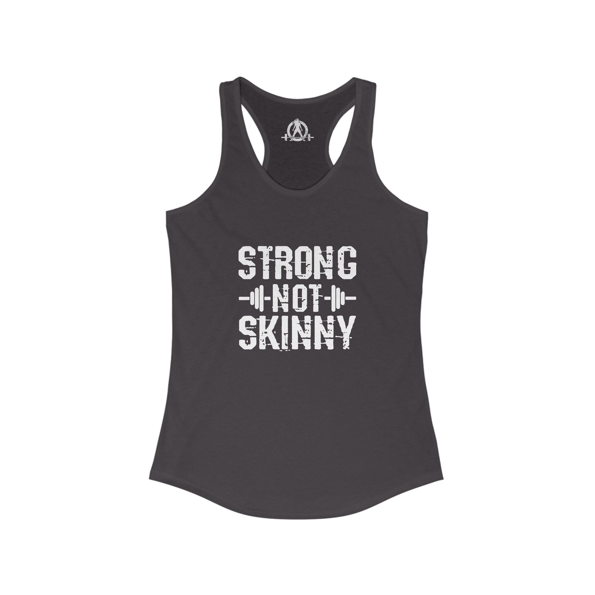 Strong Not Skinny - White Distressed Logo - Women's Ideal Racerback Tank