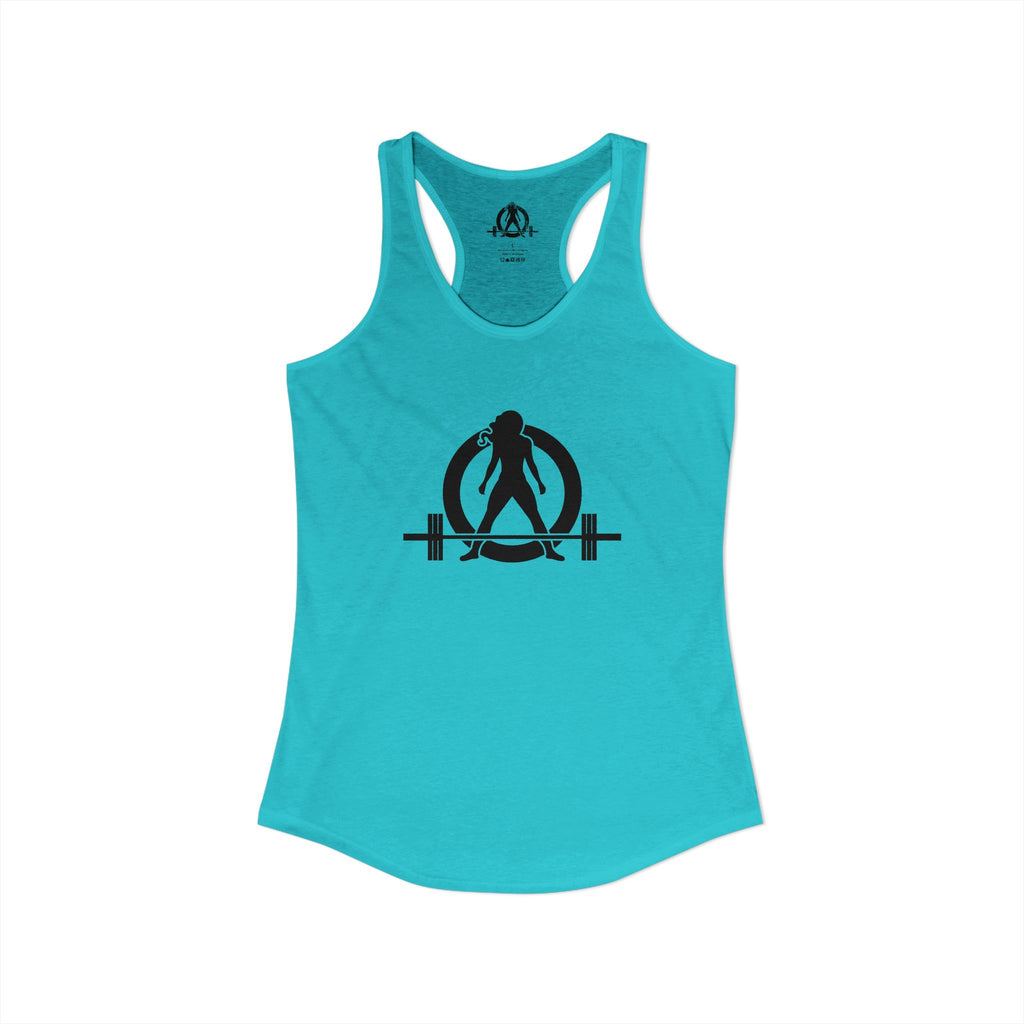 Goal Weight Strong AF - Simple - Women's Ideal Racerback Tank - Black Print Front & Back