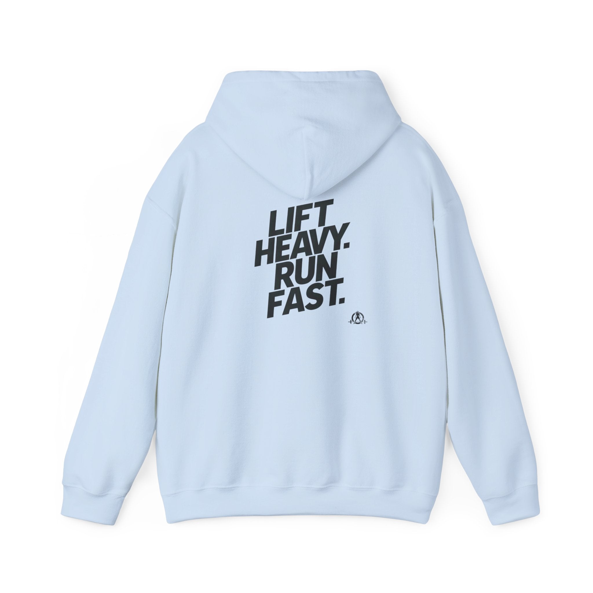 Lift Heavy Run Fast - Unisex Heavy Blend Hooded Sweatshirt  - Front & Back Black Logo