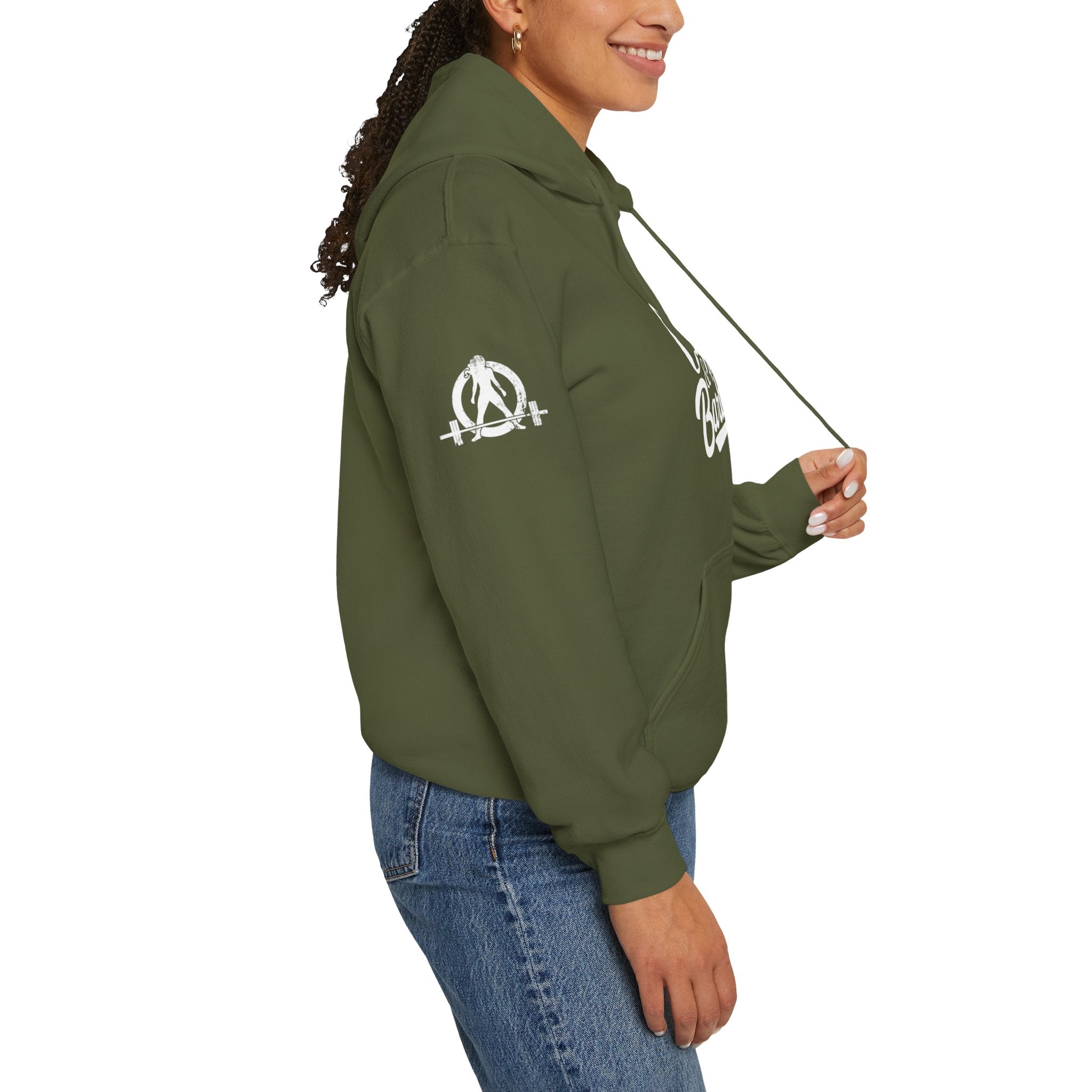Coffee & Barbells - Unisex Heavy Blend Hooded Sweatshirt - White Logo on Front & Right Sleeve