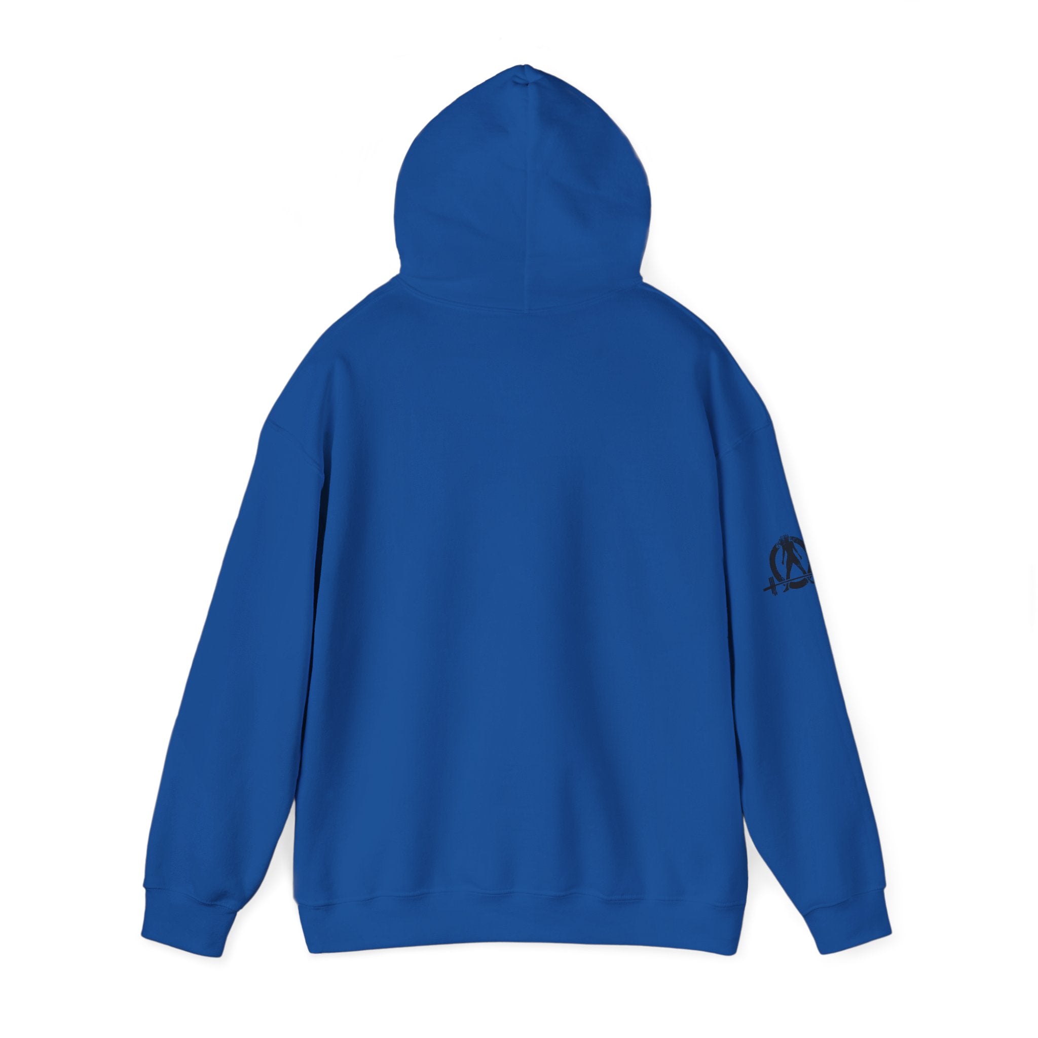Lift Heavy Swing Fast - Unisex Heavy Blend Hooded Sweatshirt - Black Logo - Right Shoulder - Plain Back