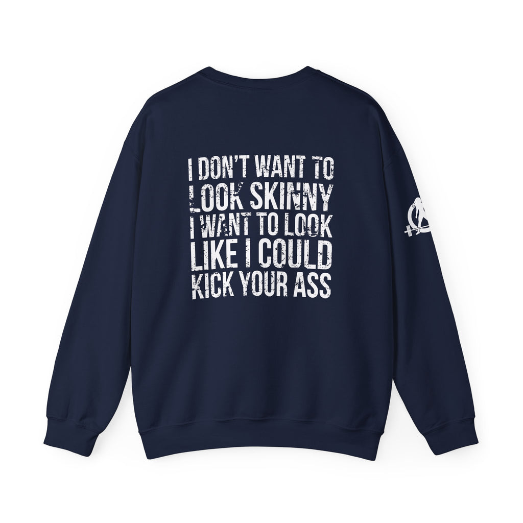 Kick Your Ass - Unisex Heavy Blend™ Crewneck Sweatshirt - Distressed Logo - Plain Back