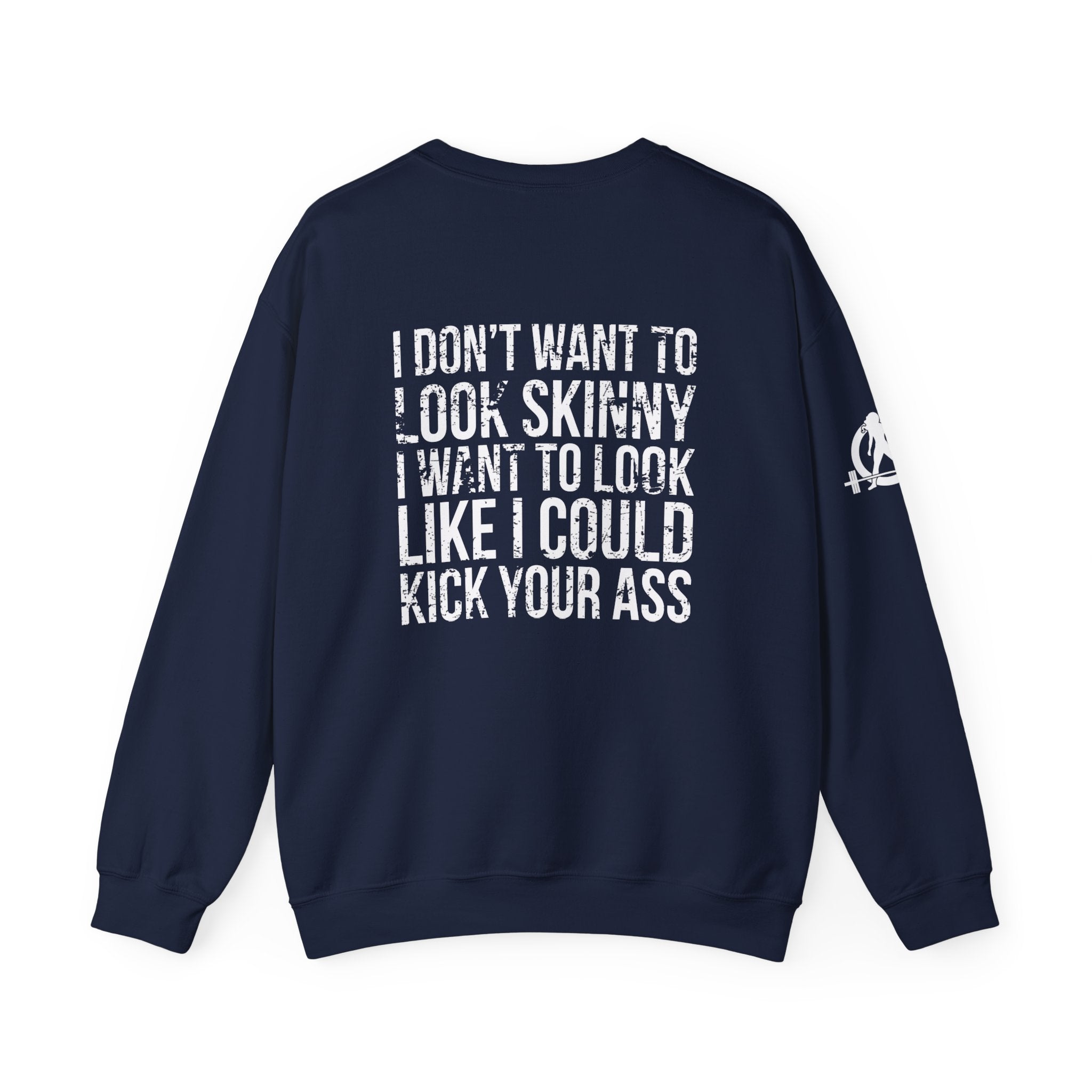 Kick Your Ass - Unisex Heavy Blend™ Crewneck Sweatshirt - Distressed Logo - Plain Back