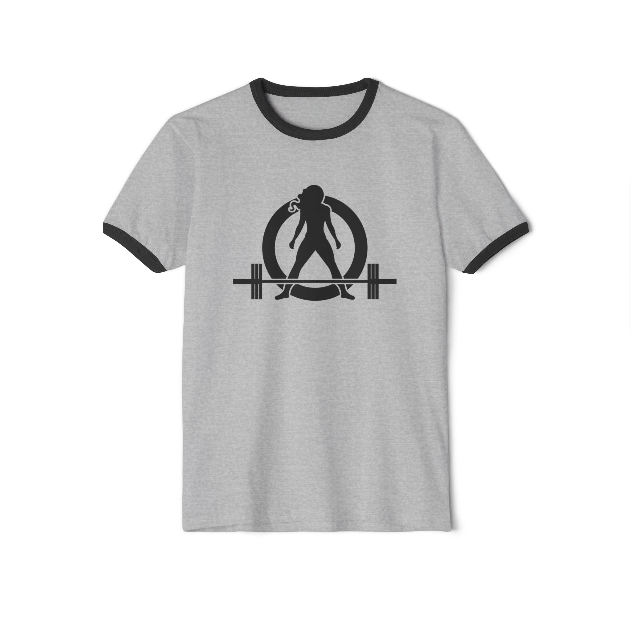 Strong Not Skinny - Unisex Cotton Ringer T-Shirt - Black Logo Front & Back