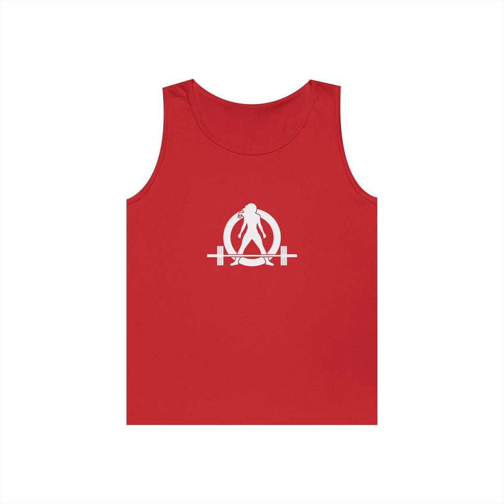 I DON’T WANT TO LOOK SKINNY I WANT TO LOOK LIKE I CAN KICK YOUR ASS – WWLW White Logo Unisex Heavy Cotton Tank Top