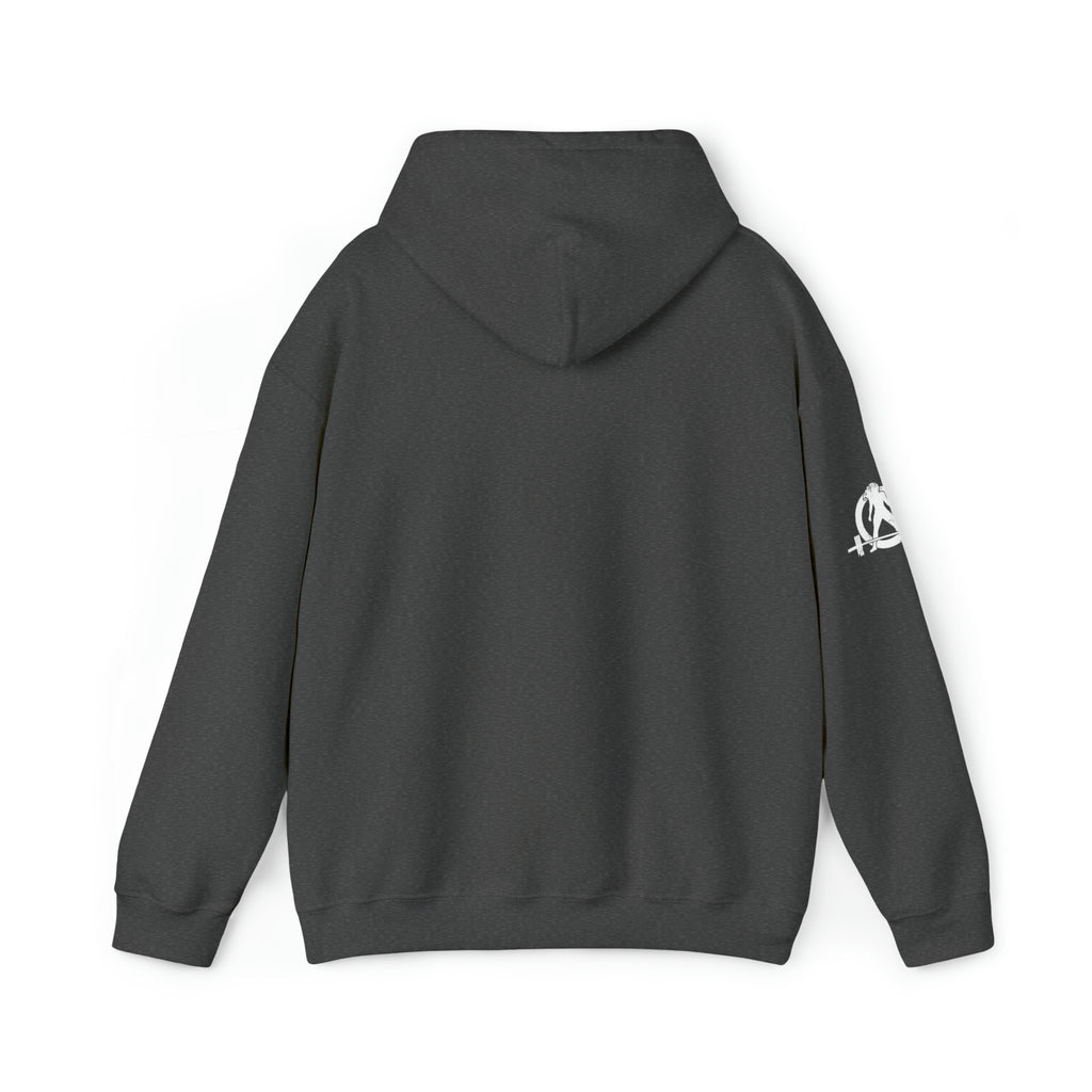 I Could Hip Thrust You - Unisex Heavy Blend Hooded Sweatshirt - White Distressed Logo on Front & Right Sleeve